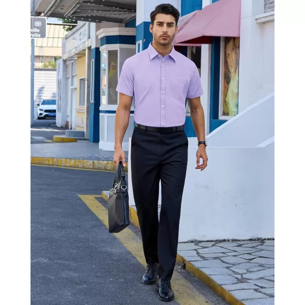 Alimens &amp; Gentle Mens Short Sleeve Dress Shirts Regular Fit Cotton Stretch Wrinkle-Resistant Button Down Shirts