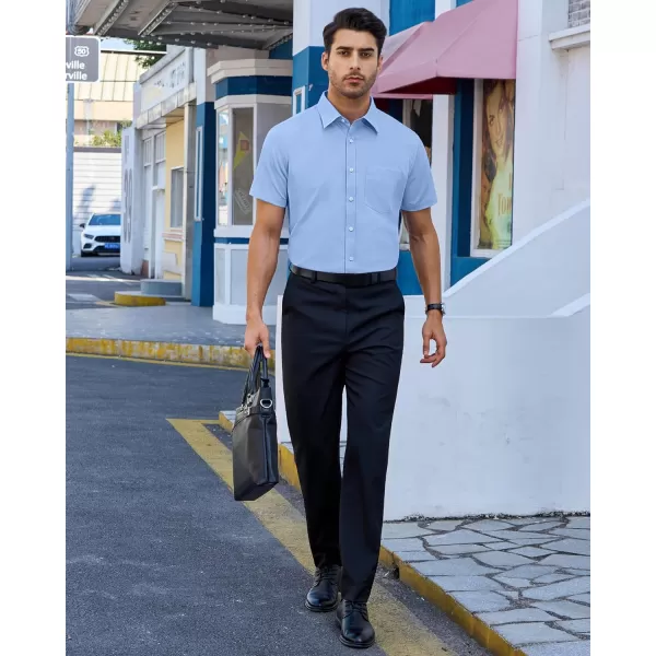 Alimens &amp; Gentle Mens Short Sleeve Dress Shirts Regular Fit Cotton Stretch Wrinkle-Resistant Button Down Shirts
