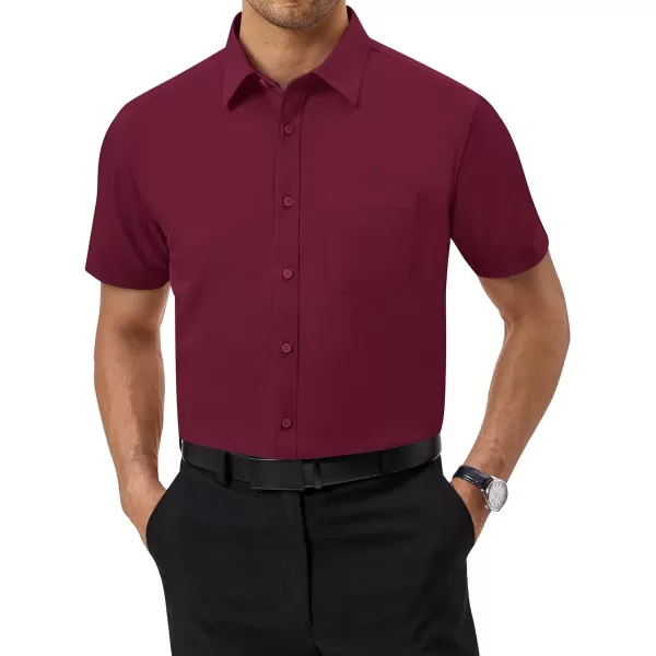 Alimens &amp; Gentle Mens Short Sleeve Dress Shirts Regular Fit Cotton Stretch Wrinkle-Resistant Button Down Shirts