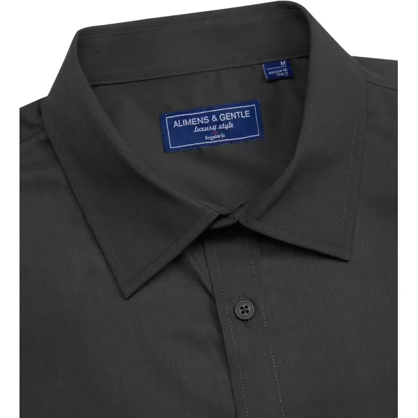Alimens &amp; Gentle Mens Short Sleeve Dress Shirts Regular Fit Cotton Stretch Wrinkle-Resistant Button Down Shirts