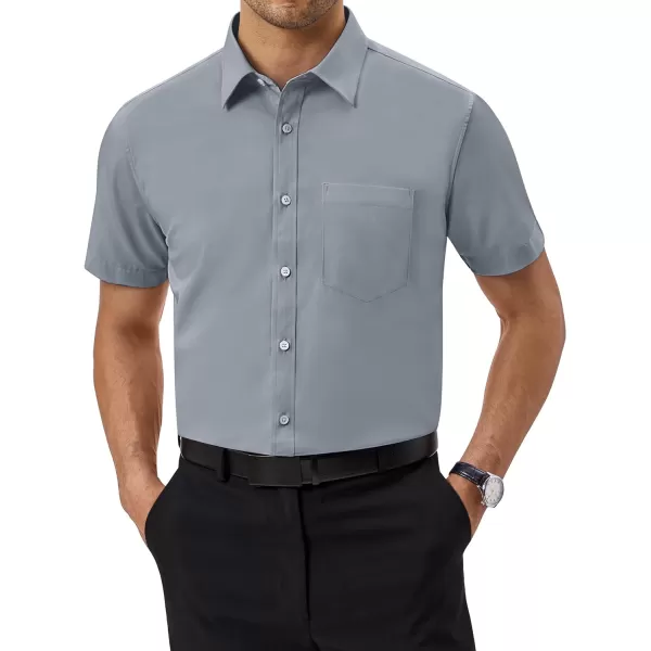 Alimens &amp; Gentle Mens Short Sleeve Dress Shirts Regular Fit Cotton Stretch Wrinkle-Resistant Button Down Shirts