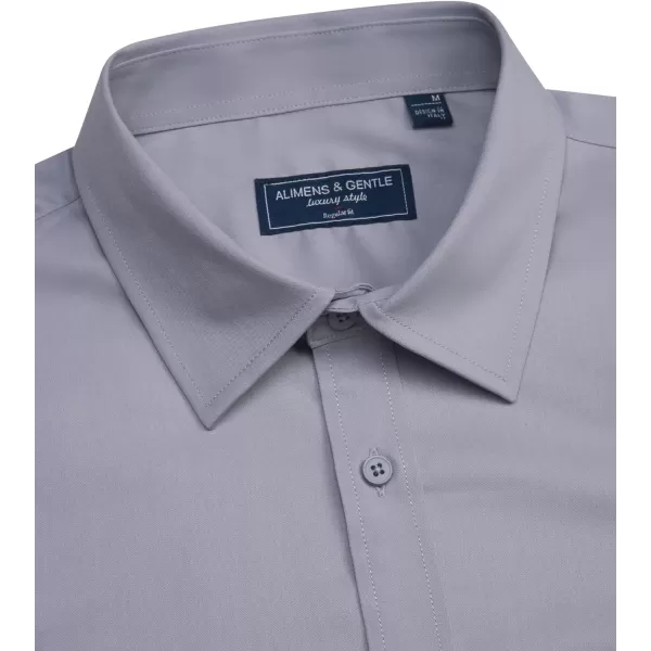 Alimens &amp; Gentle Mens Short Sleeve Dress Shirts Regular Fit Cotton Stretch Wrinkle-Resistant Button Down Shirts
