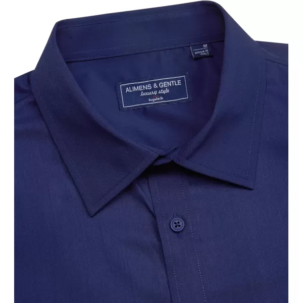 Alimens &amp; Gentle Mens Short Sleeve Dress Shirts Regular Fit Cotton Stretch Wrinkle-Resistant Button Down Shirts