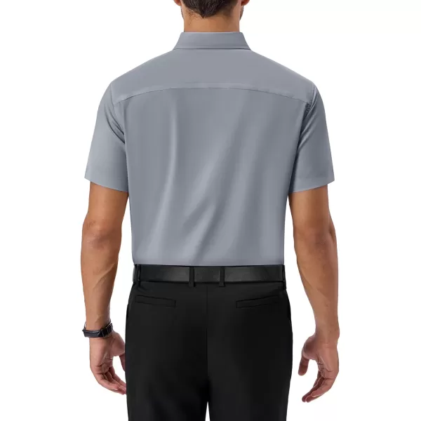 Alimens &amp; Gentle Mens Short Sleeve Dress Shirts Regular Fit Cotton Stretch Wrinkle-Resistant Button Down Shirts