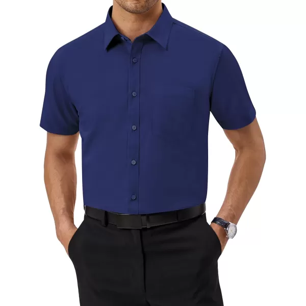 Alimens &amp; Gentle Mens Short Sleeve Dress Shirts Regular Fit Cotton Stretch Wrinkle-Resistant Button Down Shirts