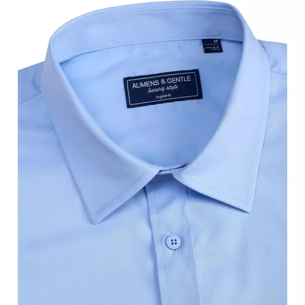Alimens &amp; Gentle Mens Short Sleeve Dress Shirts Regular Fit Cotton Stretch Wrinkle-Resistant Button Down Shirts