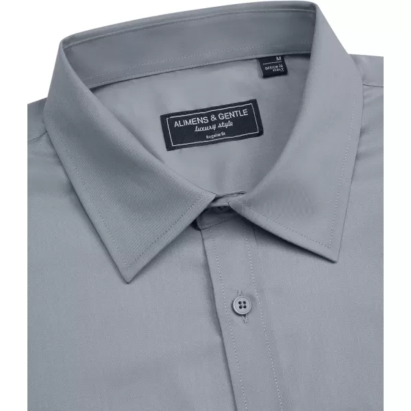 Alimens &amp; Gentle Mens Short Sleeve Dress Shirts Regular Fit Cotton Stretch Wrinkle-Resistant Button Down Shirts