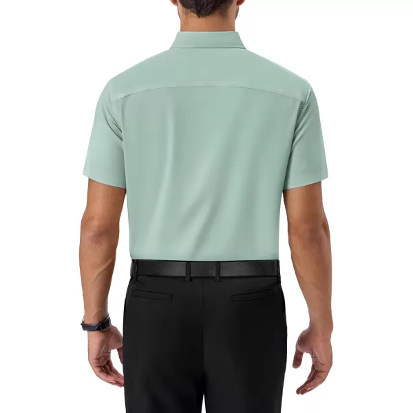 Alimens &amp; Gentle Mens Short Sleeve Dress Shirts Regular Fit Cotton Stretch Wrinkle-Resistant Button Down Shirts