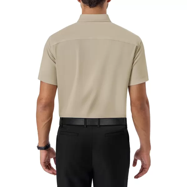 Alimens &amp; Gentle Mens Short Sleeve Dress Shirts Regular Fit Cotton Stretch Wrinkle-Resistant Button Down Shirts