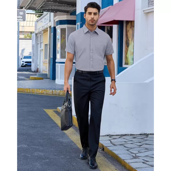 Alimens &amp; Gentle Mens Short Sleeve Dress Shirts Regular Fit Cotton Stretch Wrinkle-Resistant Button Down Shirts