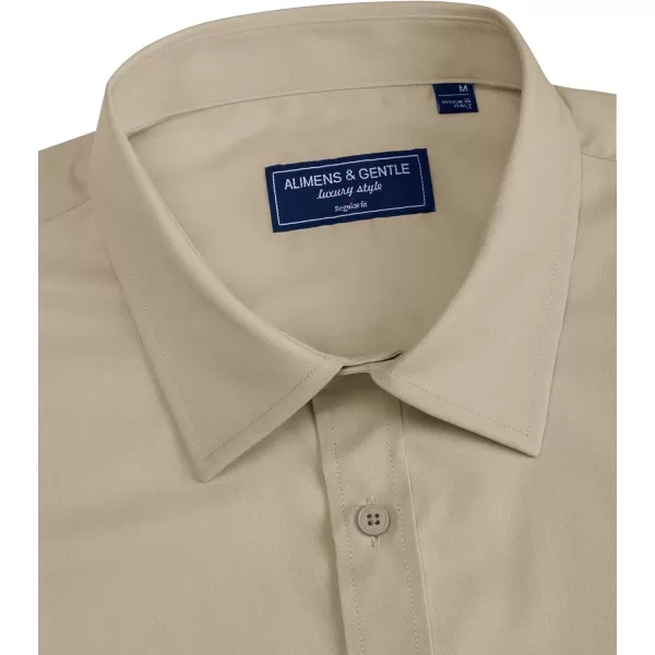Alimens &amp; Gentle Mens Short Sleeve Dress Shirts Regular Fit Cotton Stretch Wrinkle-Resistant Button Down Shirts
