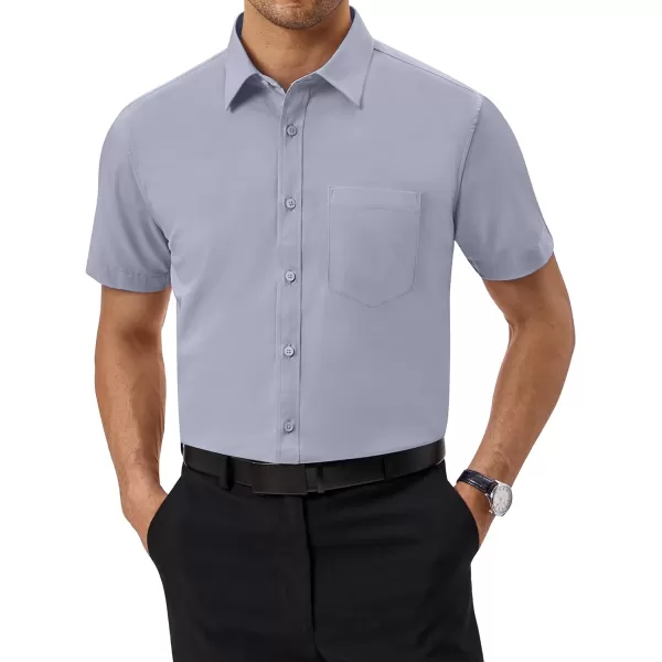 Alimens &amp; Gentle Mens Short Sleeve Dress Shirts Regular Fit Cotton Stretch Wrinkle-Resistant Button Down Shirts