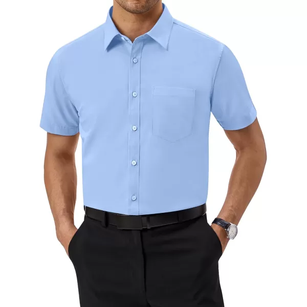 Alimens &amp; Gentle Mens Short Sleeve Dress Shirts Regular Fit Cotton Stretch Wrinkle-Resistant Button Down Shirts