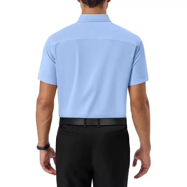 Alimens &amp; Gentle Mens Short Sleeve Dress Shirts Regular Fit Cotton Stretch Wrinkle-Resistant Button Down Shirts