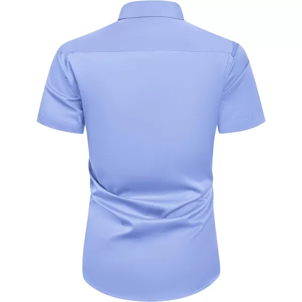 Alimens &amp; Gentle Mens Short Sleeve Dress Shirts Wrinkle Free Solid Casual Button Down Shirts with Pocket