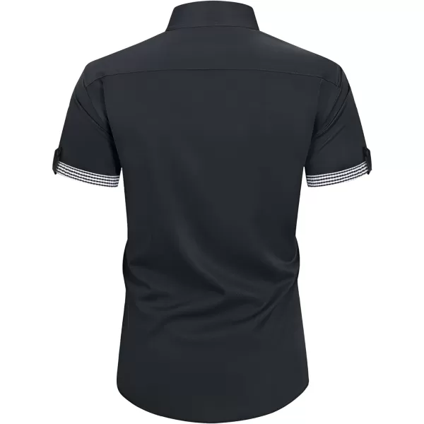 Alimens &amp; Gentle Mens Short Sleeve Dress Shirts Wrinkle Free Solid Casual Button Down Shirts with Pocket