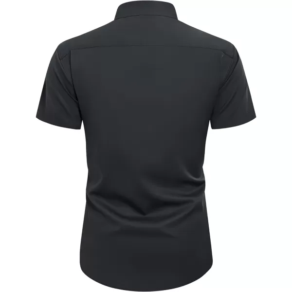 Alimens &amp; Gentle Mens Short Sleeve Dress Shirts Wrinkle Free Solid Casual Button Down Shirts with Pocket