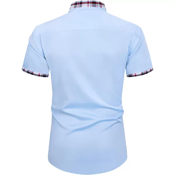 Alimens &amp; Gentle Mens Short Sleeve Dress Shirts Wrinkle Free Solid Casual Button Down Shirts with Pocket