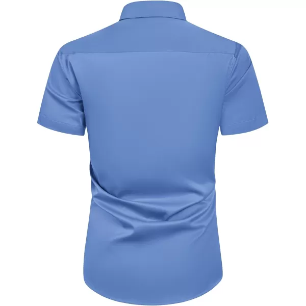Alimens &amp; Gentle Mens Short Sleeve Dress Shirts Wrinkle Free Solid Casual Button Down Shirts with Pocket