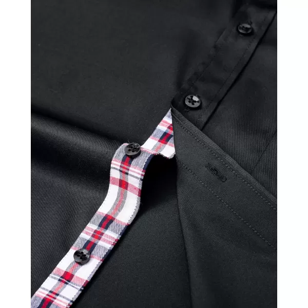 Alimens &amp; Gentle Mens Short Sleeve Dress Shirts Wrinkle Free Solid Casual Button Down Shirts with Pocket
