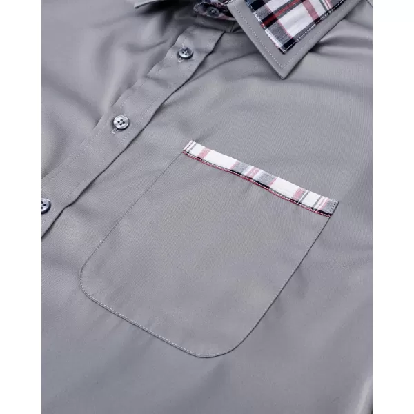 Alimens &amp; Gentle Mens Short Sleeve Dress Shirts Wrinkle Free Solid Casual Button Down Shirts with Pocket