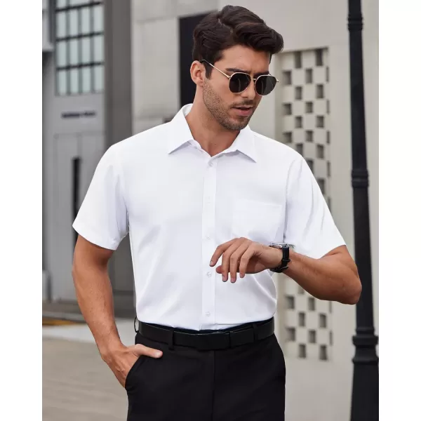 Alimens &amp; Gentle Mens Short Sleeve Dress Shirts Wrinkle Free Solid Casual Button Down Shirts with Pocket