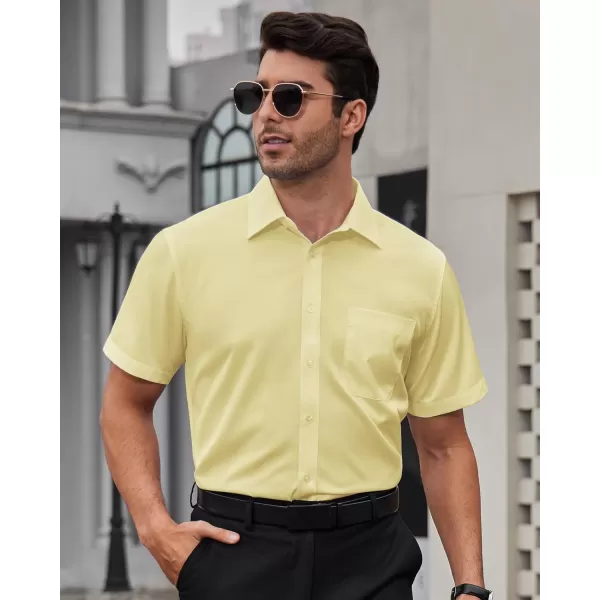 Alimens &amp; Gentle Mens Short Sleeve Dress Shirts Wrinkle Free Solid Casual Button Down Shirts with Pocket