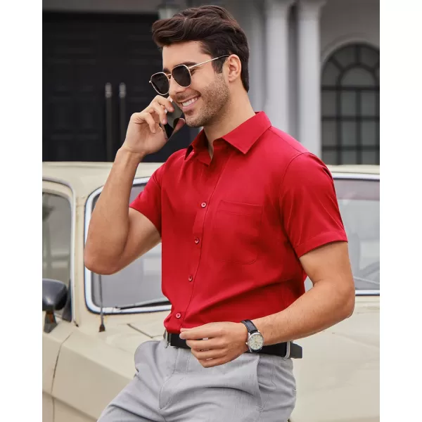 Alimens &amp; Gentle Mens Short Sleeve Dress Shirts Wrinkle Free Solid Casual Button Down Shirts with Pocket