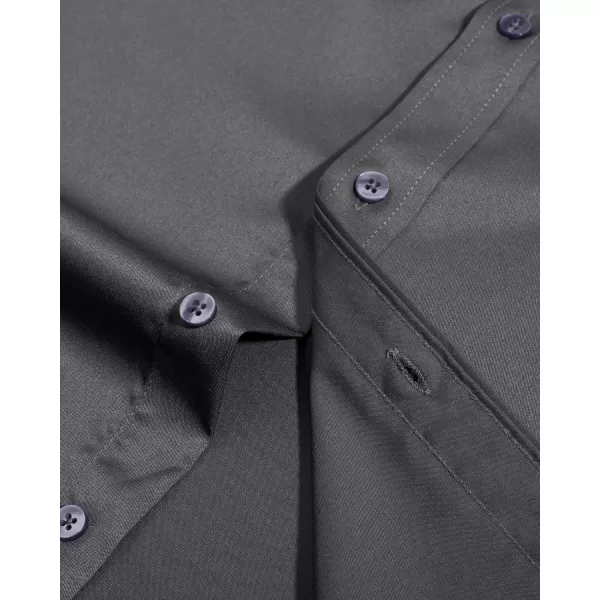 Alimens &amp; Gentle Mens Short Sleeve Dress Shirts Wrinkle Free Solid Casual Button Down Shirts with Pocket