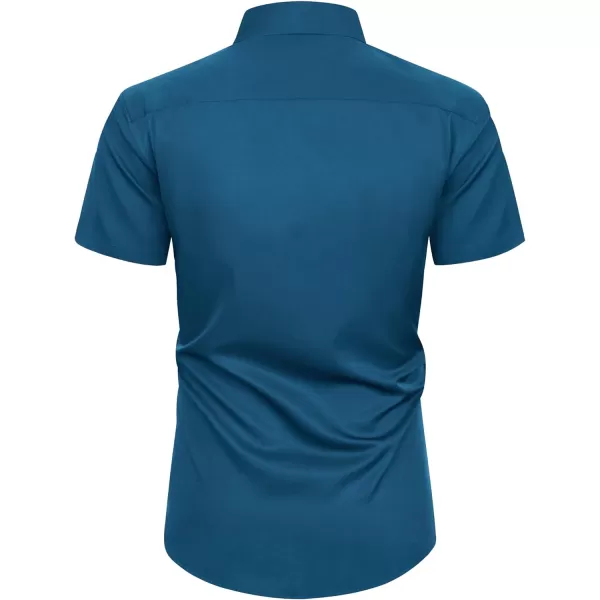 Alimens &amp; Gentle Mens Short Sleeve Dress Shirts Wrinkle Free Solid Casual Button Down Shirts with Pocket