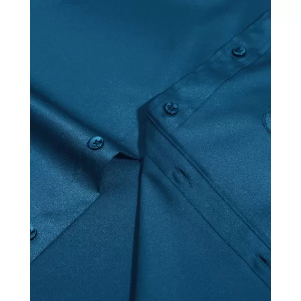 Alimens &amp; Gentle Mens Short Sleeve Dress Shirts Wrinkle Free Solid Casual Button Down Shirts with Pocket