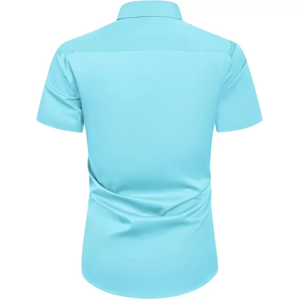 Alimens &amp; Gentle Mens Short Sleeve Dress Shirts Wrinkle Free Solid Casual Button Down Shirts with Pocket