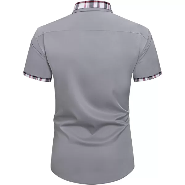Alimens &amp; Gentle Mens Short Sleeve Dress Shirts Wrinkle Free Solid Casual Button Down Shirts with Pocket