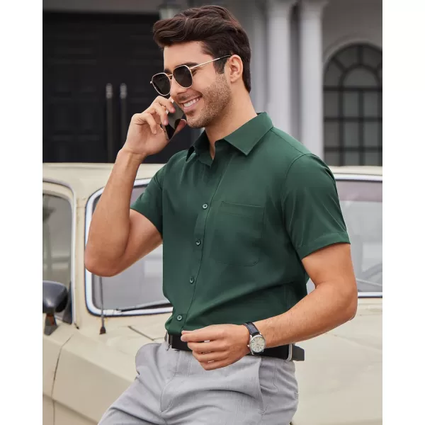 Alimens &amp; Gentle Mens Short Sleeve Dress Shirts Wrinkle Free Solid Casual Button Down Shirts with Pocket
