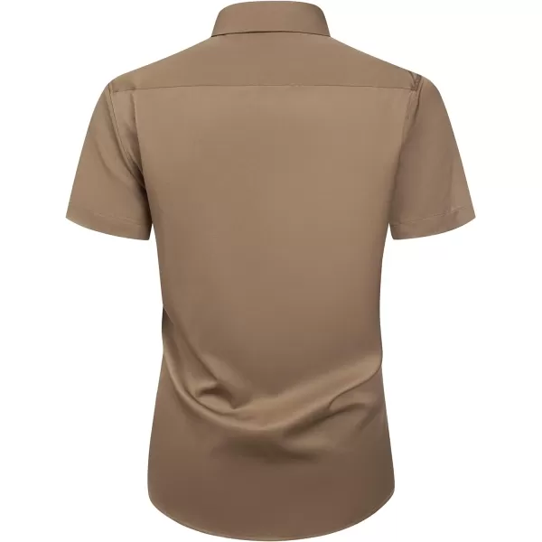 Alimens &amp; Gentle Mens Short Sleeve Dress Shirts Wrinkle Free Solid Casual Button Down Shirts with Pocket