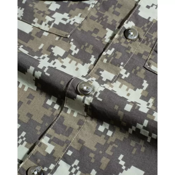 Alimens &amp; Gentle Mens Short Sleeve Fishing Shirt Camouflage Quick Dry Outdoor Sun Protection Shirts