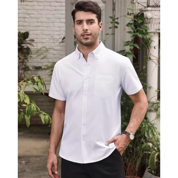Alimens &amp; Gentle Men's Short Sleeve Oxford Shirt Regular Fit Button Down Collar Shirts with Pocket