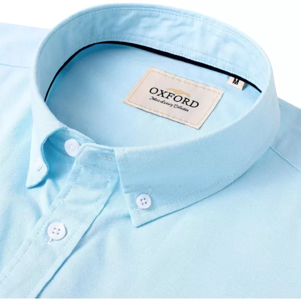 Alimens &amp; Gentle Men's Short Sleeve Oxford Shirt Regular Fit Button Down Collar Shirts with Pocket