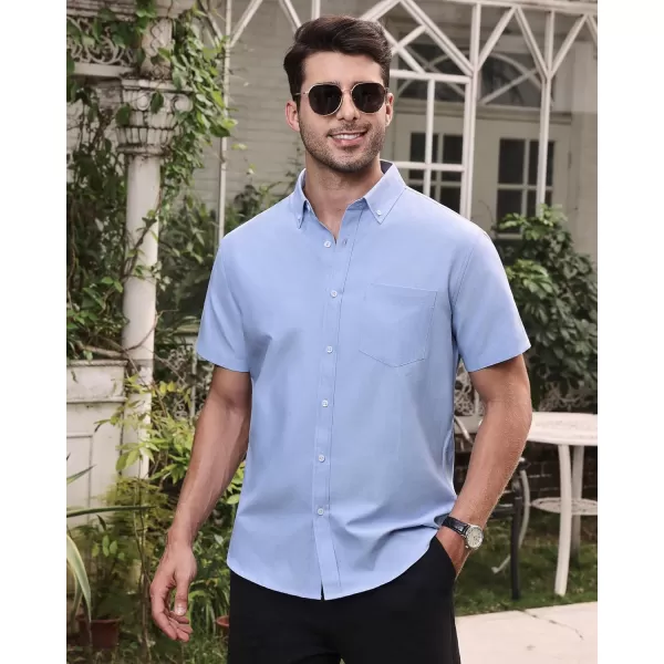 Alimens &amp; Gentle Men's Short Sleeve Oxford Shirt Regular Fit Button Down Collar Shirts with Pocket