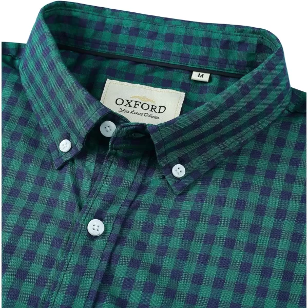 Alimens &amp; Gentle Men's Short Sleeve Oxford Shirt Regular Fit Button Down Collar Shirts with Pocket