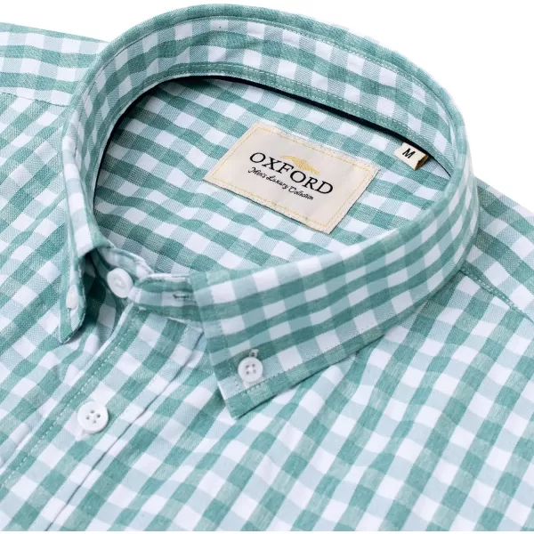 Alimens &amp; Gentle Men's Short Sleeve Oxford Shirt Regular Fit Button Down Collar Shirts with Pocket