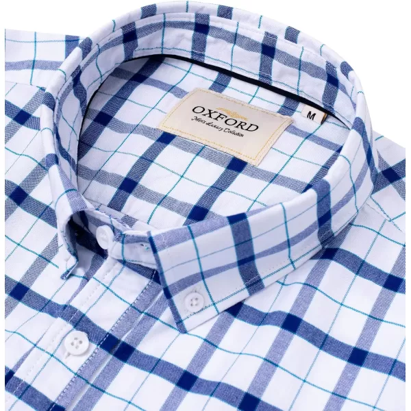 Alimens &amp; Gentle Men's Short Sleeve Oxford Shirt Regular Fit Button Down Collar Shirts with Pocket
