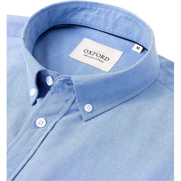 Alimens &amp; Gentle Men's Short Sleeve Oxford Shirt Regular Fit Button Down Collar Shirts with Pocket