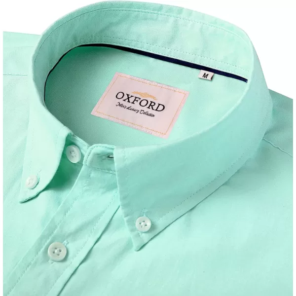 Alimens &amp; Gentle Men's Short Sleeve Oxford Shirt Regular Fit Button Down Collar Shirts with Pocket