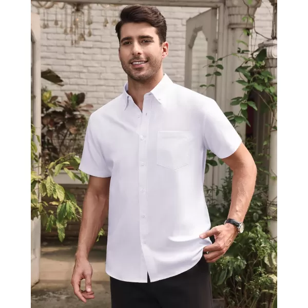 Alimens &amp; Gentle Men's Short Sleeve Oxford Shirt Regular Fit Button Down Collar Shirts with Pocket