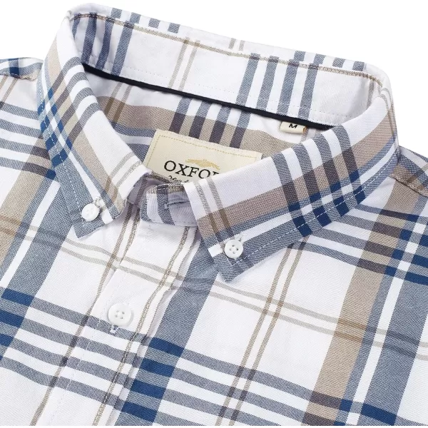 Alimens &amp; Gentle Men's Short Sleeve Oxford Shirt Regular Fit Button Down Collar Shirts with Pocket