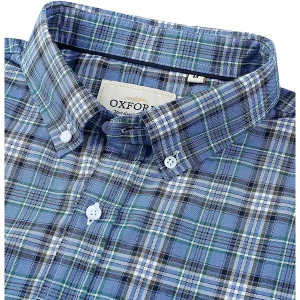 Alimens &amp; Gentle Men's Short Sleeve Oxford Shirt Regular Fit Button Down Collar Shirts with Pocket