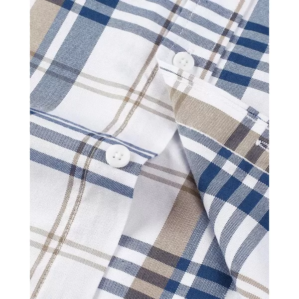 Alimens &amp; Gentle Men's Short Sleeve Oxford Shirt Regular Fit Button Down Collar Shirts with Pocket