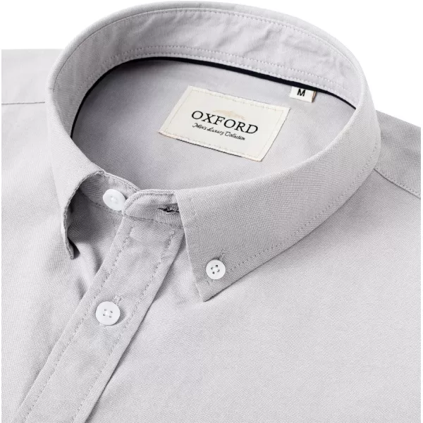 Alimens &amp; Gentle Men's Short Sleeve Oxford Shirt Regular Fit Button Down Collar Shirts with Pocket