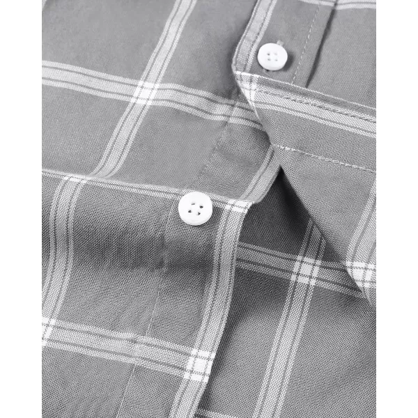 Alimens &amp; Gentle Men's Short Sleeve Oxford Shirt Regular Fit Button Down Collar Shirts with Pocket